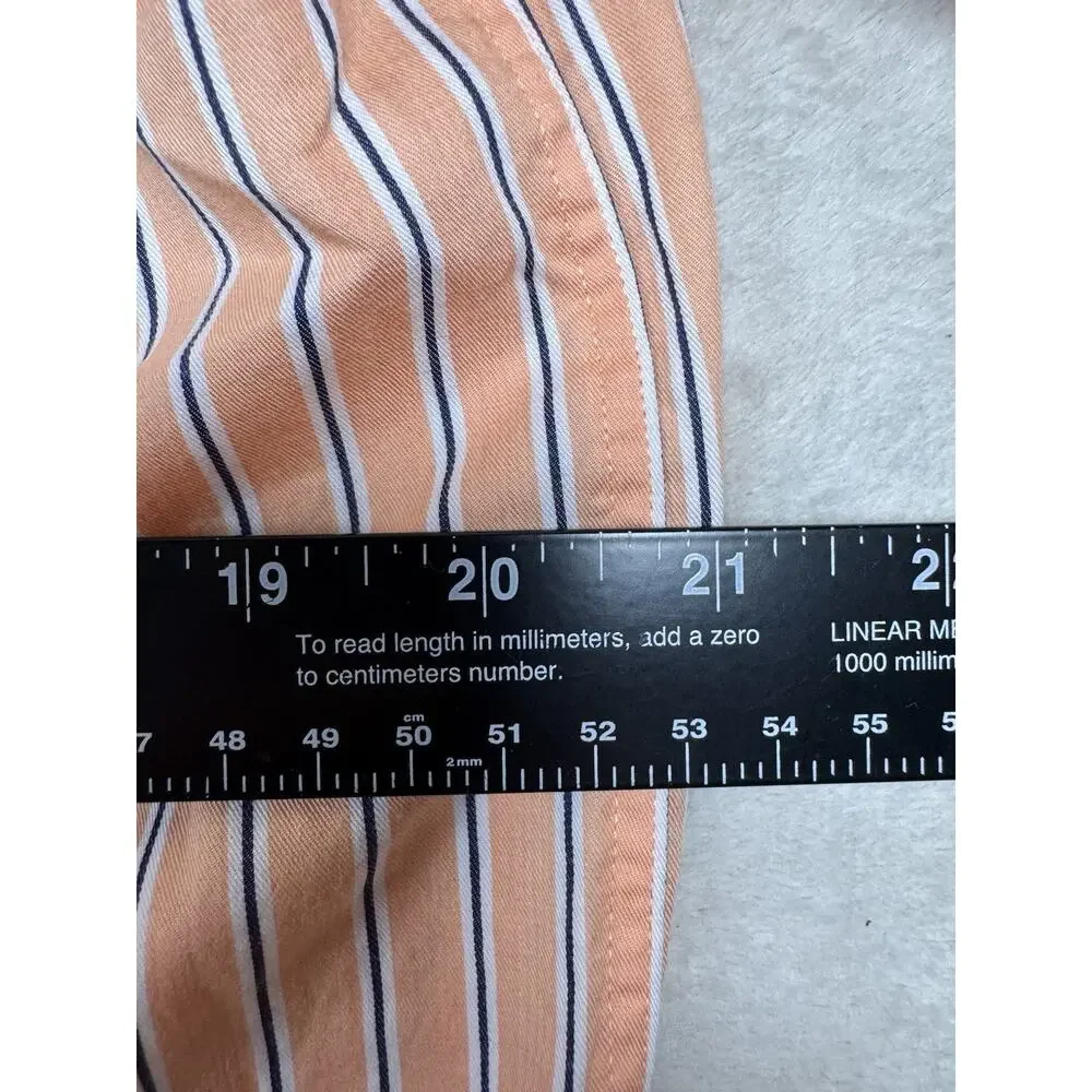 Fairway & Greene Mens M Orange Stripe Golf Shirt Long Sleeve Button Down Cotton